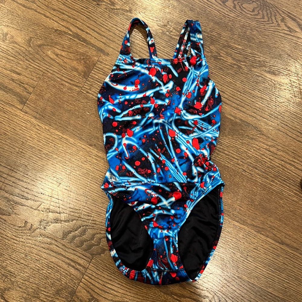 Speedo red, white, and blue one piece swimsuit